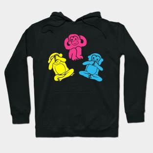 Pink, yellow and blue pattern monkey Hoodie